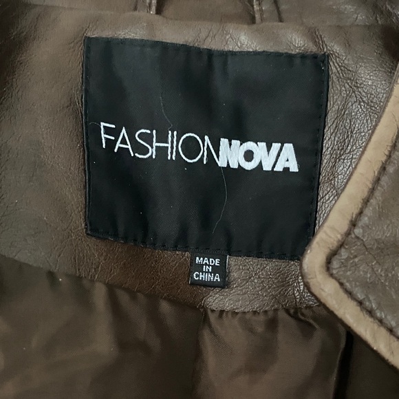 Fashion Nova Dark Brown vegan Leather Jacket medium - Picture 2 of 3